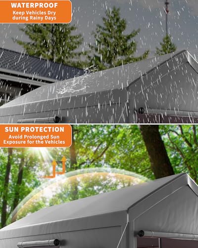 10x20 Ft. Metal Carport Garage with PE Fabric and Galvanized Steel Frame Outdoor Shelter for Cars (Gray / 10*20FT)