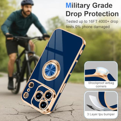 Designed for iPhone 17 Pro Max Case with Ring Stand Slim Blue (Blue / 6.9'' iPhone 17 Pro Max)