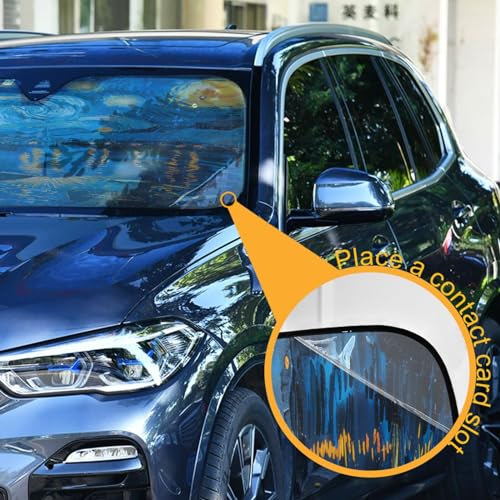Car Windshield Sun Shade Van Gogh Starry Night Over The Rhone Foldable Car Front Windshield Sunshade Blocks UV Rays Sun Visor Sun Heat Protection for Car Truck SUV to Keep Your Vehicle Cool (Small / Starry Night)
