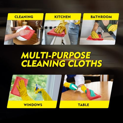 Red Microfiber Cleaning Cloth 50 Pack (Red / 12.5 x 12.5 Inch)