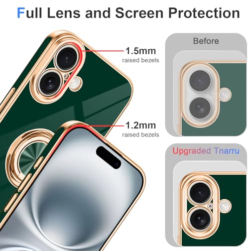 Designed for iPhone 16 Case with Ring Stand Slim Green (Green / 6.1'' iPhone 16)