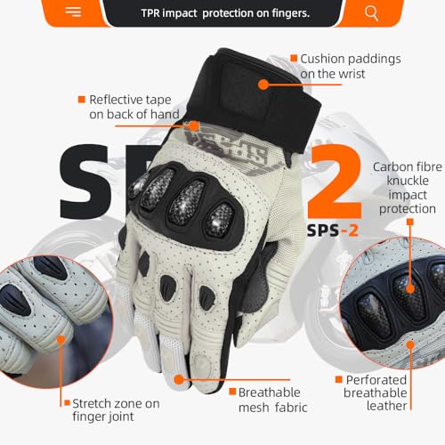 SPS 2 Unisex Touchscreen Road Racing Motorcycle MTB Sports Gloves Also fit BMX MX ATV Mountain Bike Bicycle Cycling Off (White SPS-2 / L Adult)