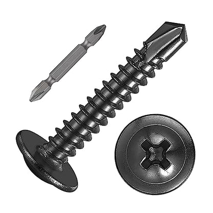 200Pcs)#8×1” for Sheet Metal Self-Tapping Screws 410 Black Stainless Steel Truss Head High-Strength Quick Tapping (#8X1" / Black)