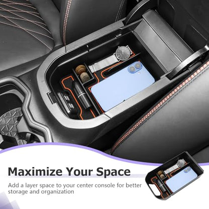 2025 RAV 4 Center Console Organizer Compatible with 2019 2020 2021 2022 2023 2024 2025 Toyota RAV 4 Accessories Armrest Console Secondary Storage Box Insert Tray ABS Material Orange