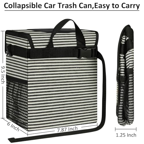 Leak Proof Car Trash Can with Lid Stripe Print (Stripe Print / 2 Gallons)