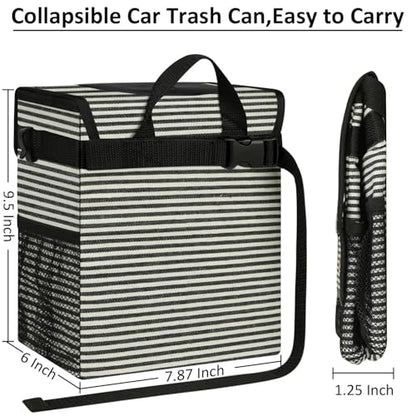 Leak Proof Car Trash Can with Lid Stripe Print (Stripe Print / 2 Gallons)