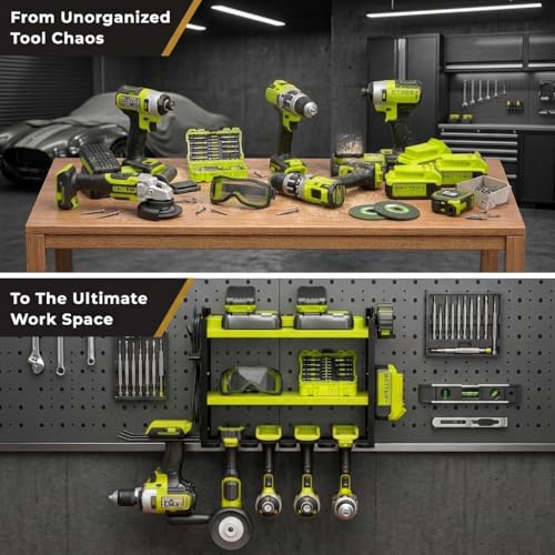 Power Tool Organizer Wall Mount (6 Drill Holder / Green)