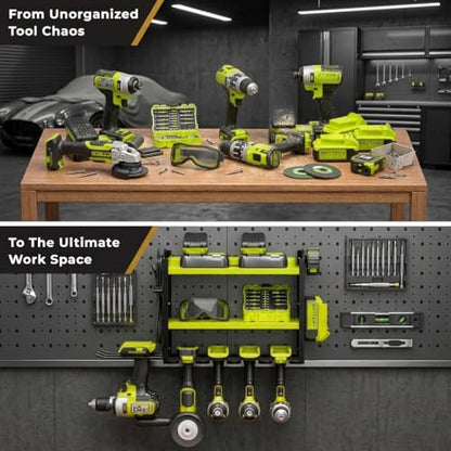 Power Tool Organizer Wall Mount (6 Drill Holder / Green)