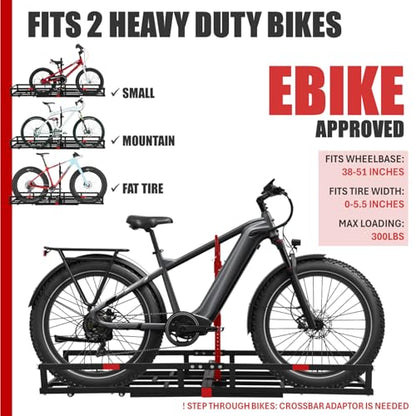 Hitch Mount Bike Rack for Ebike Heavy (Black + Red)