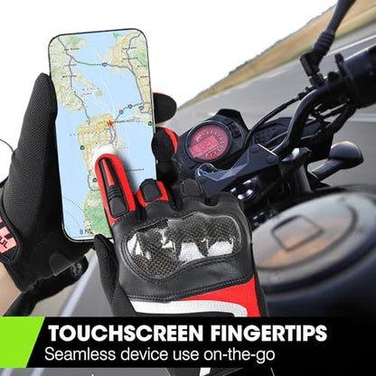 Lightweight Motorcycle Gloves for Men Women Touchscreen Summer (Red / X-Large)