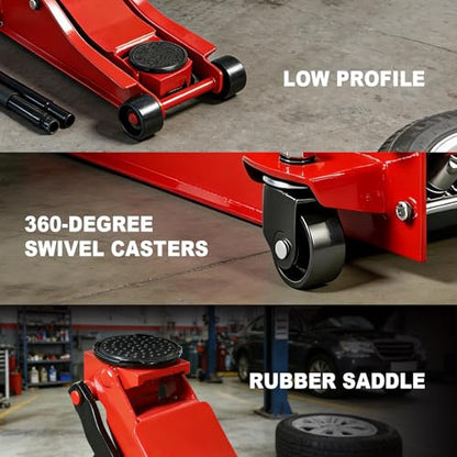 3 Ton Floor Jack (3 Ton Dual Pump / Red)