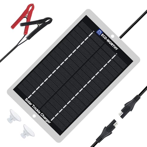 2.5W Solar Car Battery Charger Maintainer 12V Waterproof Solar Panel Portable Solar Trickle Charger for Car Truck Boat Lawn Mower RV Trailer Tractor Utility Vehicle Battery (2.5W)