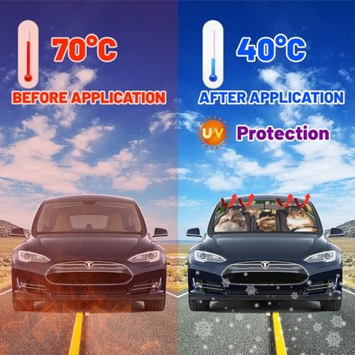 Funny Squirrel Car Windshield Sun Shade Umbrella Sunshade Block UV Rays Sun Visor Protector Auto Windshield Sunshade to Keep Vehicle Cool for Cars Trucks & Suvs 57 X 30 in (57'' X 30'' / style-AB12)