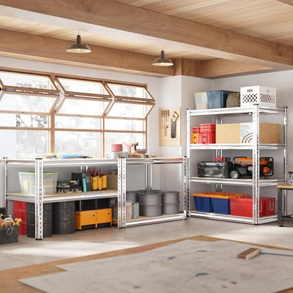 Galvanized Storage Shelves with Rolled Edges for Garage Basement (35.45" W x 17.72" D x 60.05" H / Sliver)