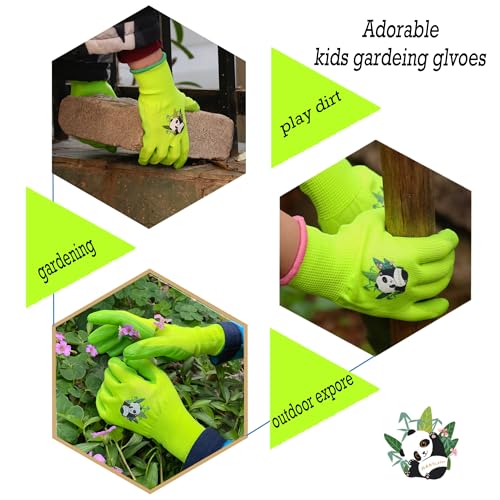 2 Pairs Kids Gardening Gloves (Green (Pack of 2) / Small (Age 2-3))
