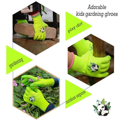 2 Pairs Kids Gardening Gloves (Green (Pack of 2) / Small (Age 2-3))