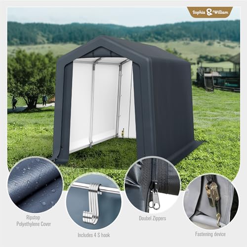Storage Shed 6x10 ft Portable Garage Heavy Duty Carport (6x10 ft)