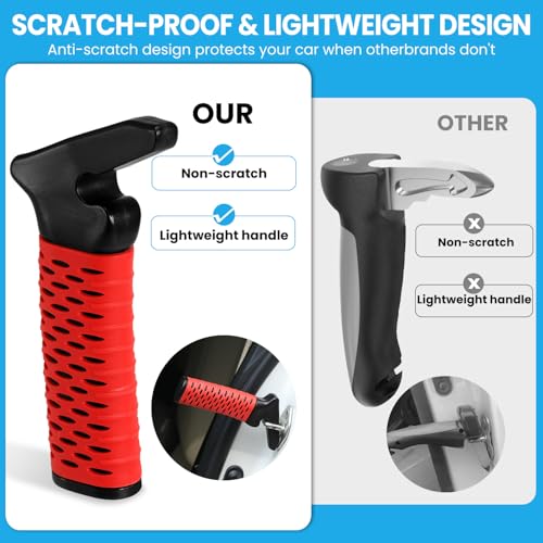Car Door Handle for Elderly (2 Pack with Strap / Red)