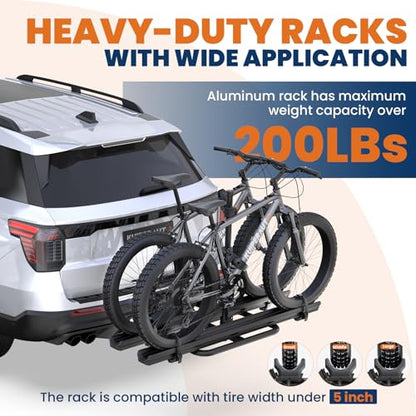 Aluminum 2 EBikes Rack Foldable 2'' Hitch Mounted Carrier Racks w (5 inch)
