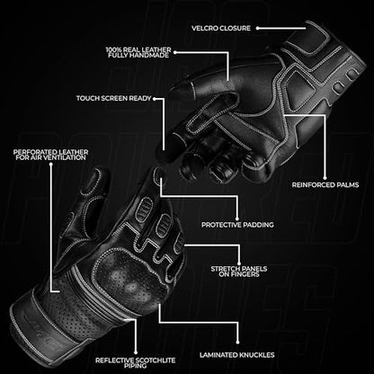 Motorcycle Gloves (Ninja Black / XX-Large)