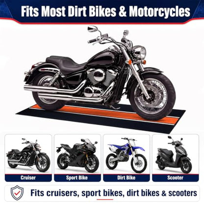 Motorcycle Mat Garage Floor Rug Washable Parking Mats for Garage Floors Non Slip Oil Absorbent Pad Rubber Backing Layer Protects Floor (Orange / 98 X 31 Inch)