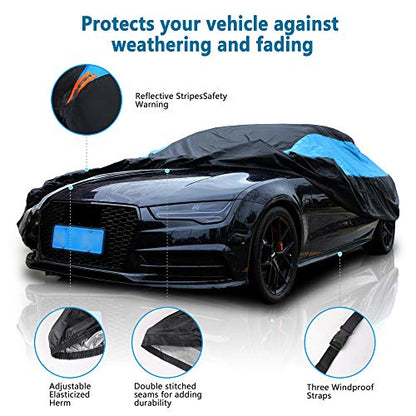 Waterproof Car Cover All Weather Snowproof UV Protection Windproof Outdoor Full car Cover (A0-Fit Sedan Length(Up to 153 inch） / Blue)