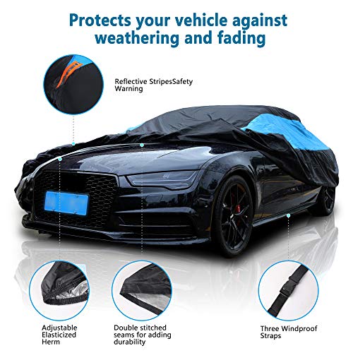 Waterproof Car Cover All Weather Snowproof UV Protection Windproof Outdoor Full Coupe (Fit Coupe/ Cabrio(Length 175- 182 Inch) / Blue)
