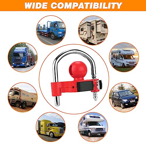 1 Pack Universal Hitch Lock with Combination Lock (Red)