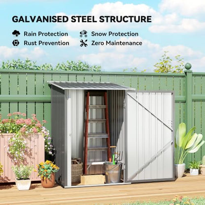 3.3' x 3.4' Outdoor Storage Shed Sloping Roof Lockable Door Gray (Gray / 3.3' x 3.4')