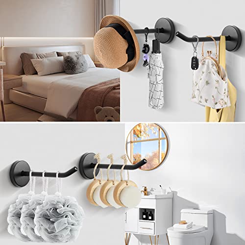 Coat Hooks Wall Mount Hooks for Hanging Hat Hurse Robe (Matte Black / 4 Inch (Wall))
