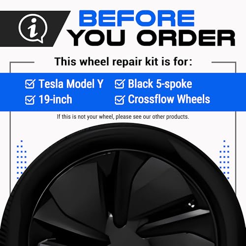 Premium Tesla Wheel Curb Rash Repair Kit for Model Y 19 (Tesla Model Y / 19" Black Crossflow)