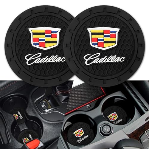 Car Cup Holder Coaster for Cadillac Series Recessed Silicone Cupholder Coaster Interior Accessories 2.75in 2Pieces Black (Black-a12)