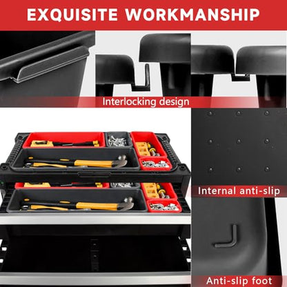 Tool Box Organizer Tray (Black & Red: 60 PCS)