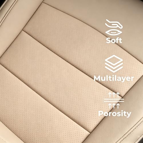 Camry Car Seat Covers Custom Fit for Toyota 2025 2026 Camry (Leatherette(Beige) / 2025-2026 Camry Hybrid (Le Se))