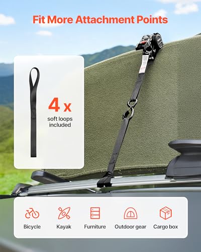 Retractable Ratchet Straps (1 in x 10 ft(4PCS))