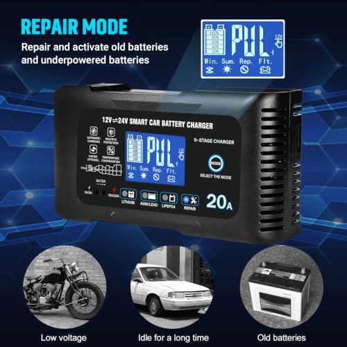 20A Car Battery Charger (Black)