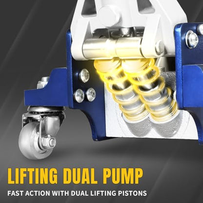 Floor Jack 1.5 Ton Hydraulic Low Profile Aluminum and Steel Car Jack Lightweight Service Jack with Quick Lift Dual Pump (Aluminum & Steel / 1.5T low profile dual pump)