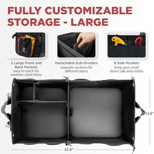 Car Trunk Organizer for SUV & Truck Cargo Storage (Large / Black)