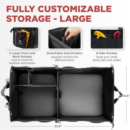 Car Trunk Organizer for SUV & Truck Cargo Storage (Large / Black)