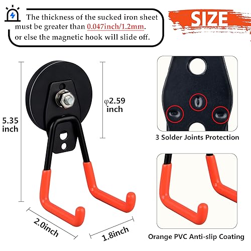 Heavy Duty Magnetic Garage Hook (2.59INCH 10PACK Orange Medium Hooks)