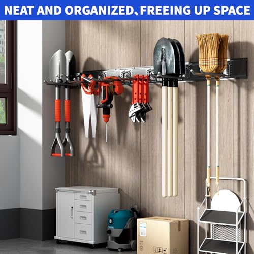 Garage Tool Organizer Wall Mount (48" - 9 Hooks)