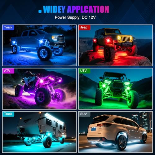 LED RGB Rock Lights for Trucks 14 Pods with APP and Remote Control (RGB / 14 Pods)
