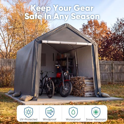 8x10FT Carport Shelter Storage Shed with Roll (8'X10' / Dark Gray)