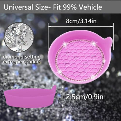 4pcs Bling Car Cup Holder Coaster (New Pink / 4pcs)