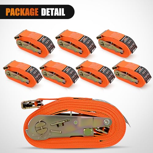 E Track Ratchet Straps 8 Pack 2" x 15' Orange (2in x 15ft E-Track Ratchet Straps)