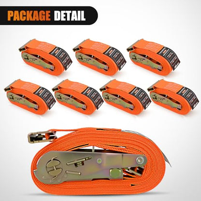 E Track Ratchet Straps 8 Pack 2" x 15' Orange (2in x 15ft E-Track Ratchet Straps)