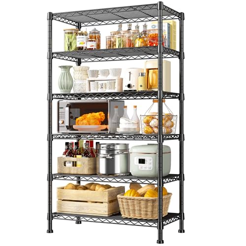 6 Tier Storage Shelves Metal Shelving for Storage Load 1000 LBS (6 Tier-14"D x 24"W x 71"H)