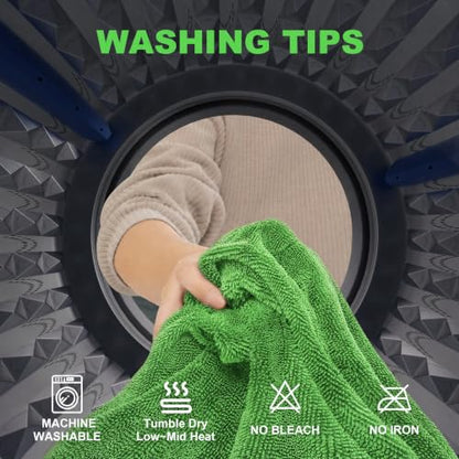 Car Drying Towels (New Car Towels - Green / 35.4"x23.6" - 2pcs)
