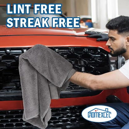 Professional Large Microfiber Car Drying Towels 4 Pack (Grey / 31 x 24 Inch)