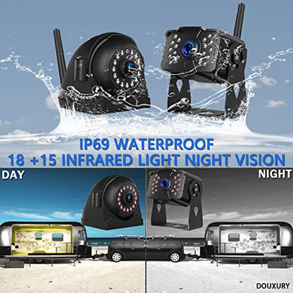 Wireless Backup Camera for RV Truck Trailer Camper Bus 5th Wheel 3 Rear (3CAM)